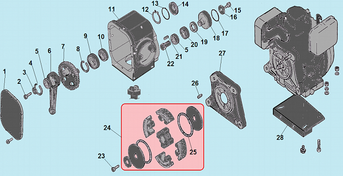2 СЦЕПЛЕНИЕ - ДВИГАТЕЛЬ ВИБРОТРАМБОВКА CHAMPION TR72