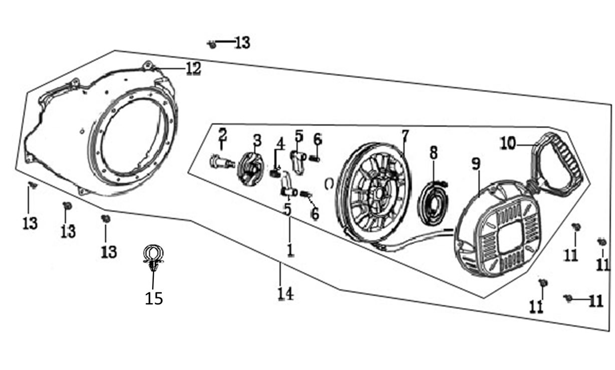 ЗАПЧАСТИ ДЛЯ ДВИГАТЕЛЯ LC190FDS (СТАРТЕР РУЧНОЙ)