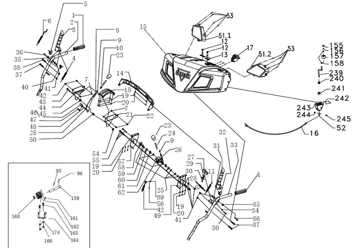 ЗАПЧАСТИ ДЛЯ СНЕГОУБОРЩИКА БЕНЗИНОВОГО ELITECH СМ 7Э (2016 ГОД) (ПАНЕЛЬ УПРАВЛЕНИЯ)
