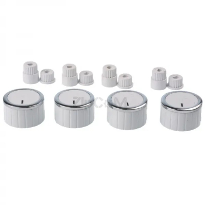 Комплект ручек (4шт) варочной поверхности с хромированной каймой. Белые. Универсальные